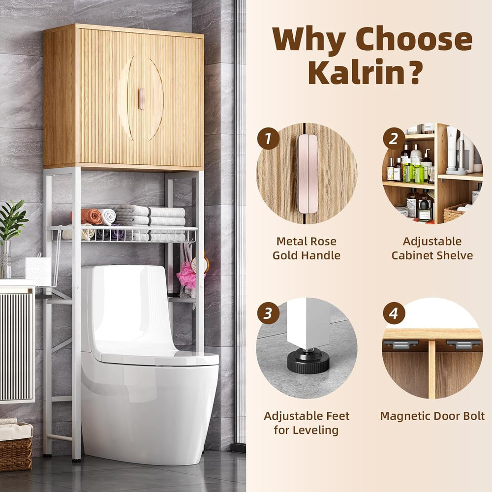 Kalrin Over The Toilet Storage Cabinet with Fluted Wave Doors and Adjustable ...