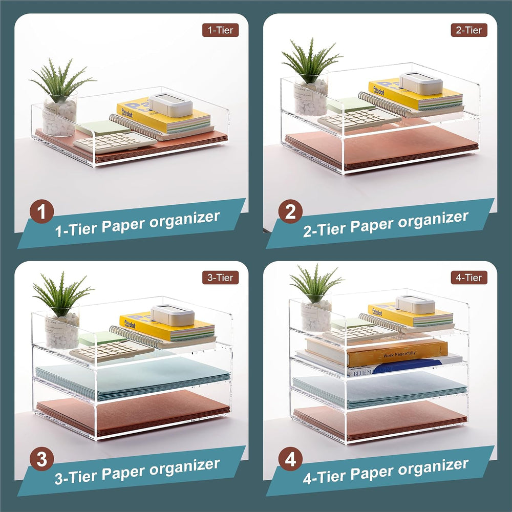 Paper Tray Organizer Clear Acrylic Desk Organizers and AccessoriesOffice Supp...
