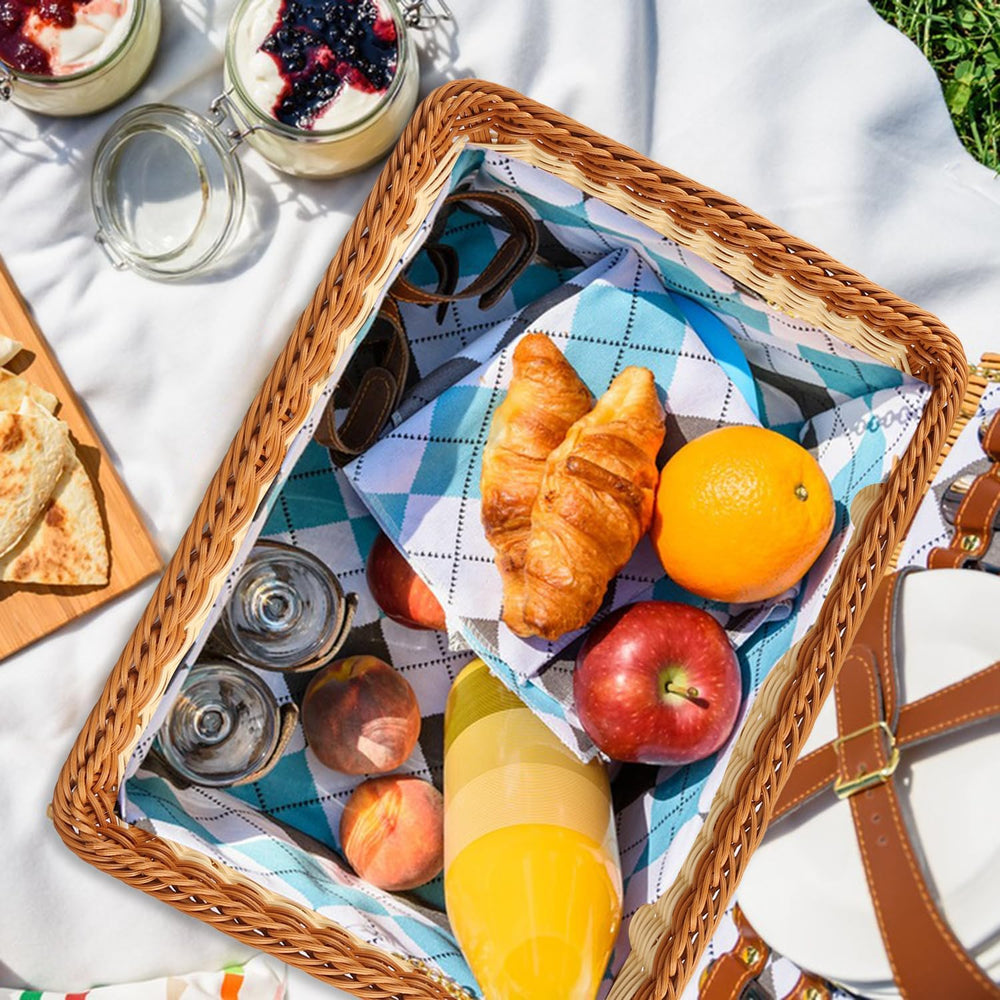 3 PCS 16 Inch Wicker Bread Basket, Woven Serving Basket, Tabletop Food Servin...