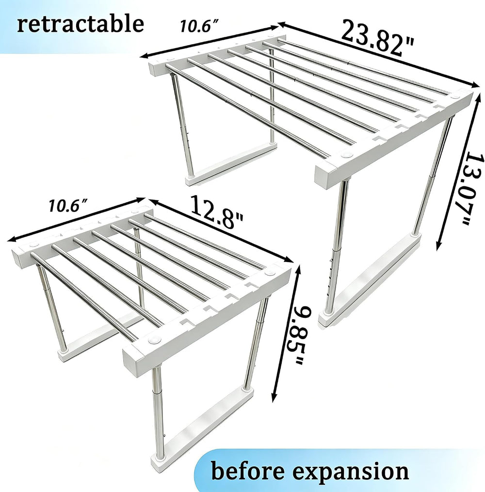 BLULEE Expandable Under Sink Organizer, No-Drill Adjustable Shelf