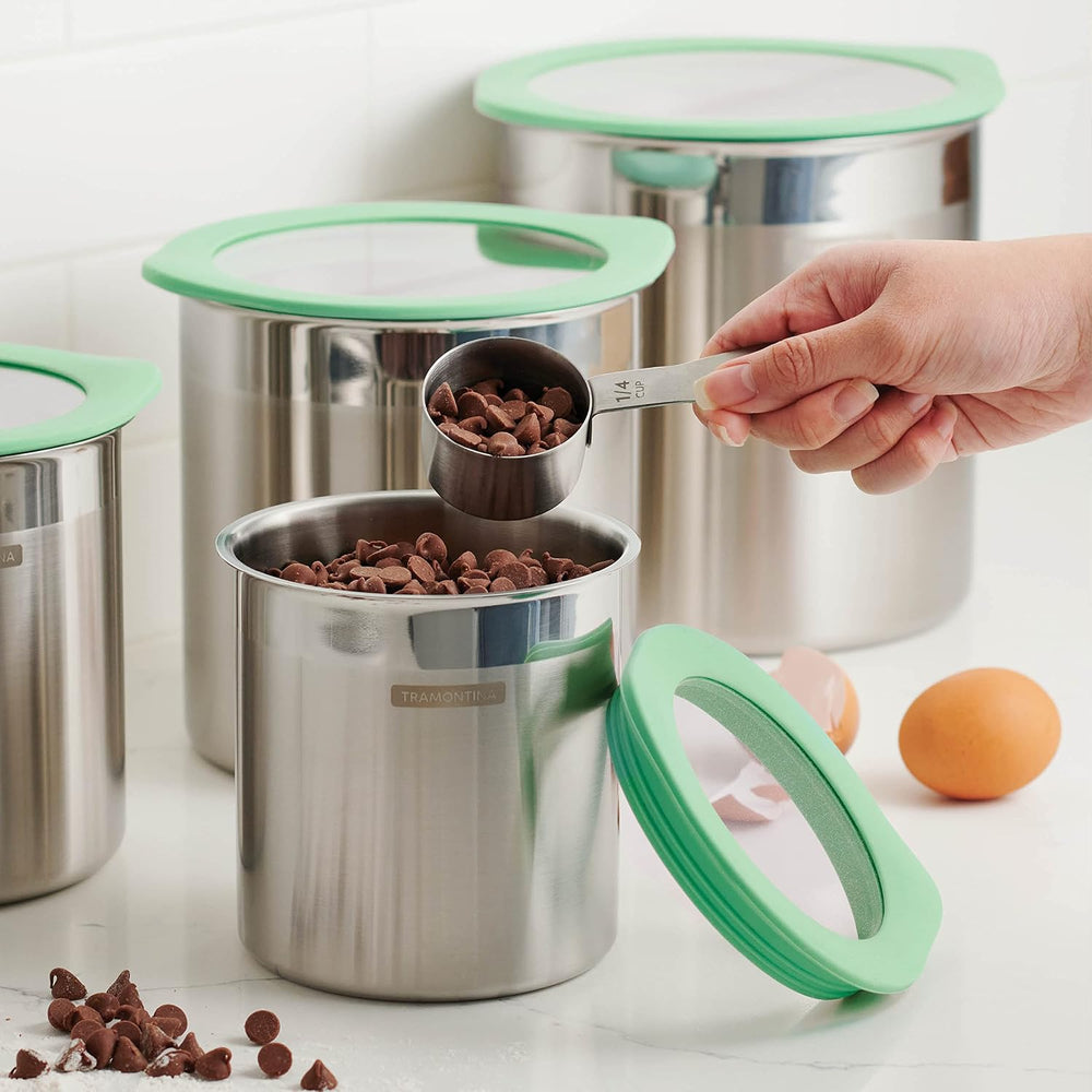 Tramontina 4-Pc Food Storage Containers with Silicone Lids - Mint Green