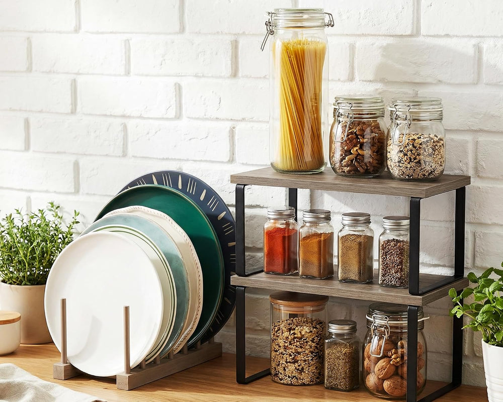 4 Pcs Kitchen Organizer Accessories Set for Cabinet, Gray, 11.8 x 7.9''