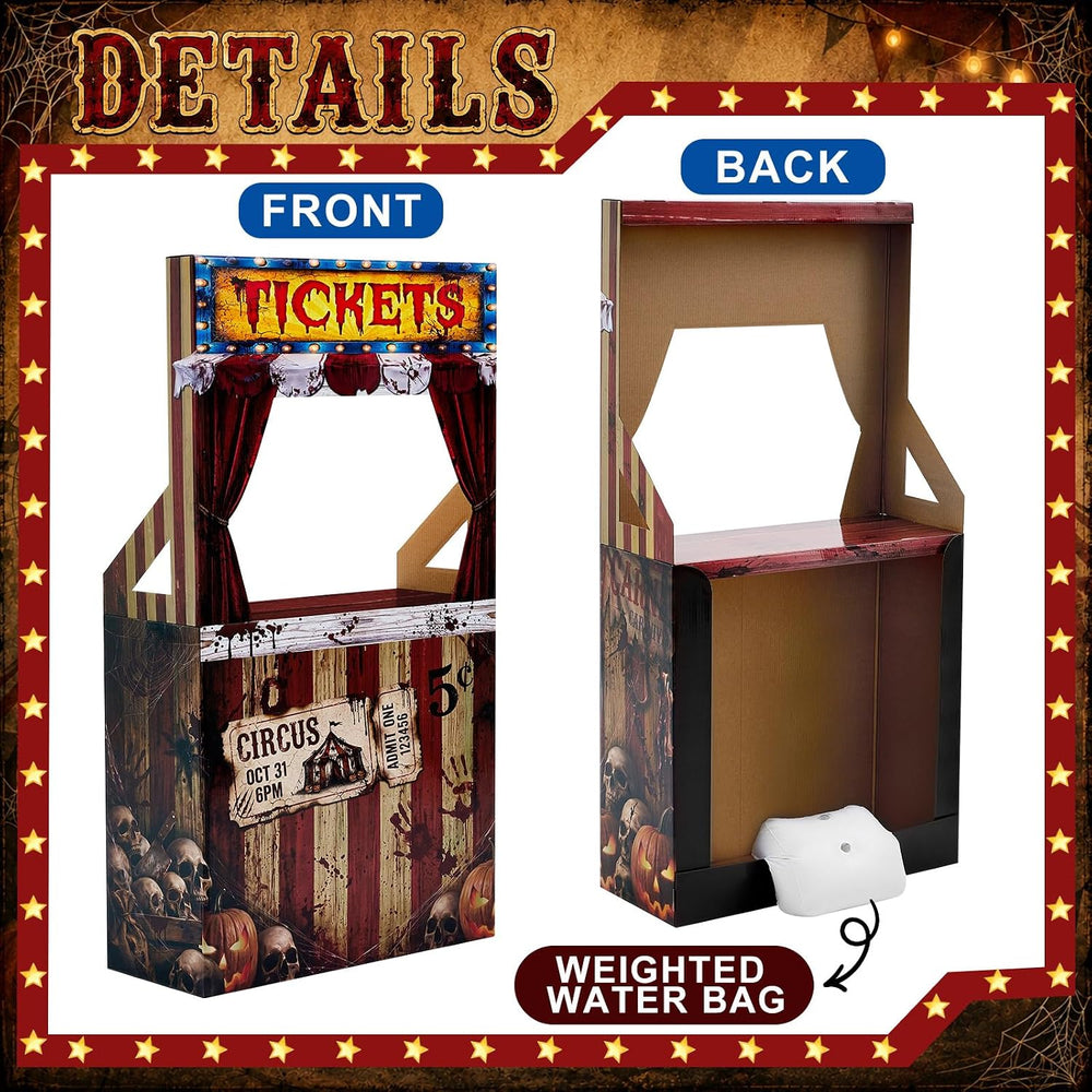 Circus Halloween Decorations Creepy Clown Carnival Ticket Booth Photo Prop