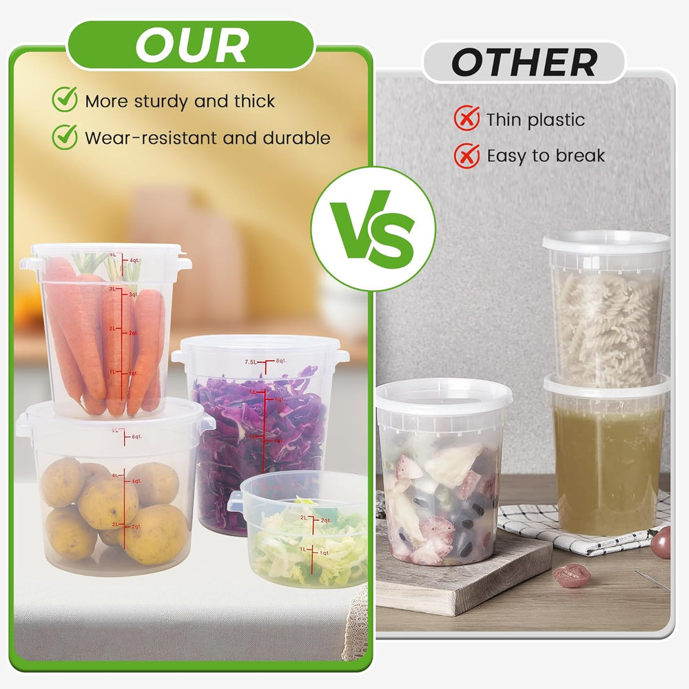 BIEAMA 4 Pack 22 Qt Round Food Storage Containers with Lids, Translucent PP