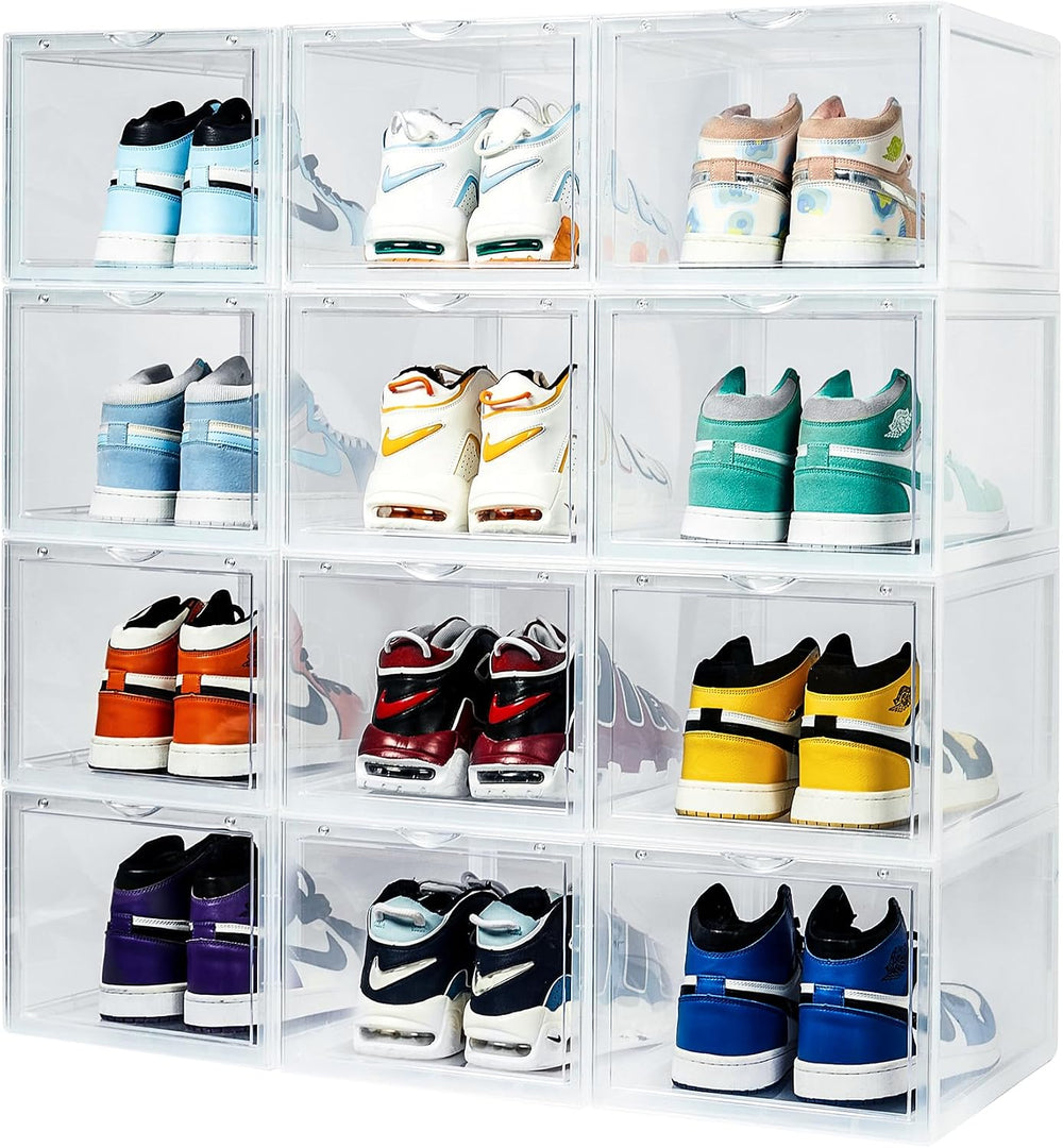 SPACECRAFTERS® Shoe Boxes Clear Plastic Stackable with Magnetic Door, Foldabl...
