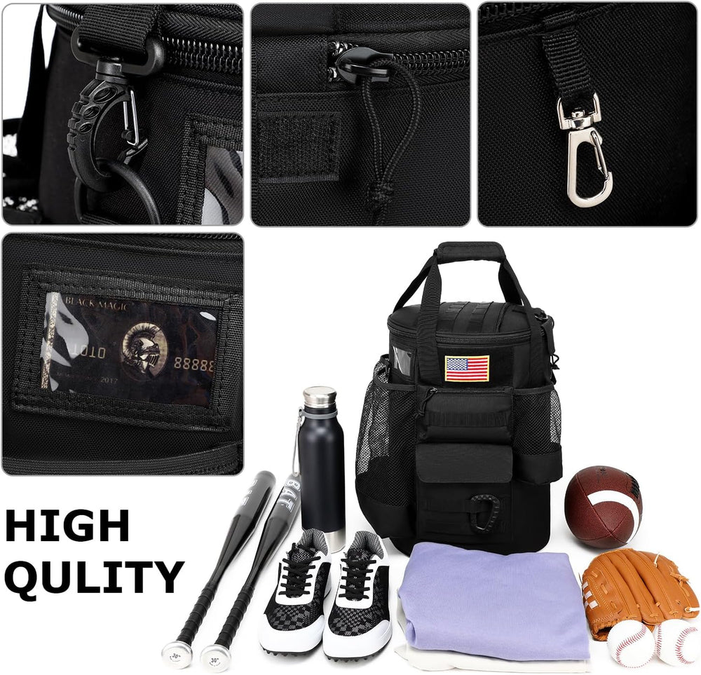 Baseball Bucket Bag 6 Gallon Tactical Softball Coaches Bag with Padded Seat