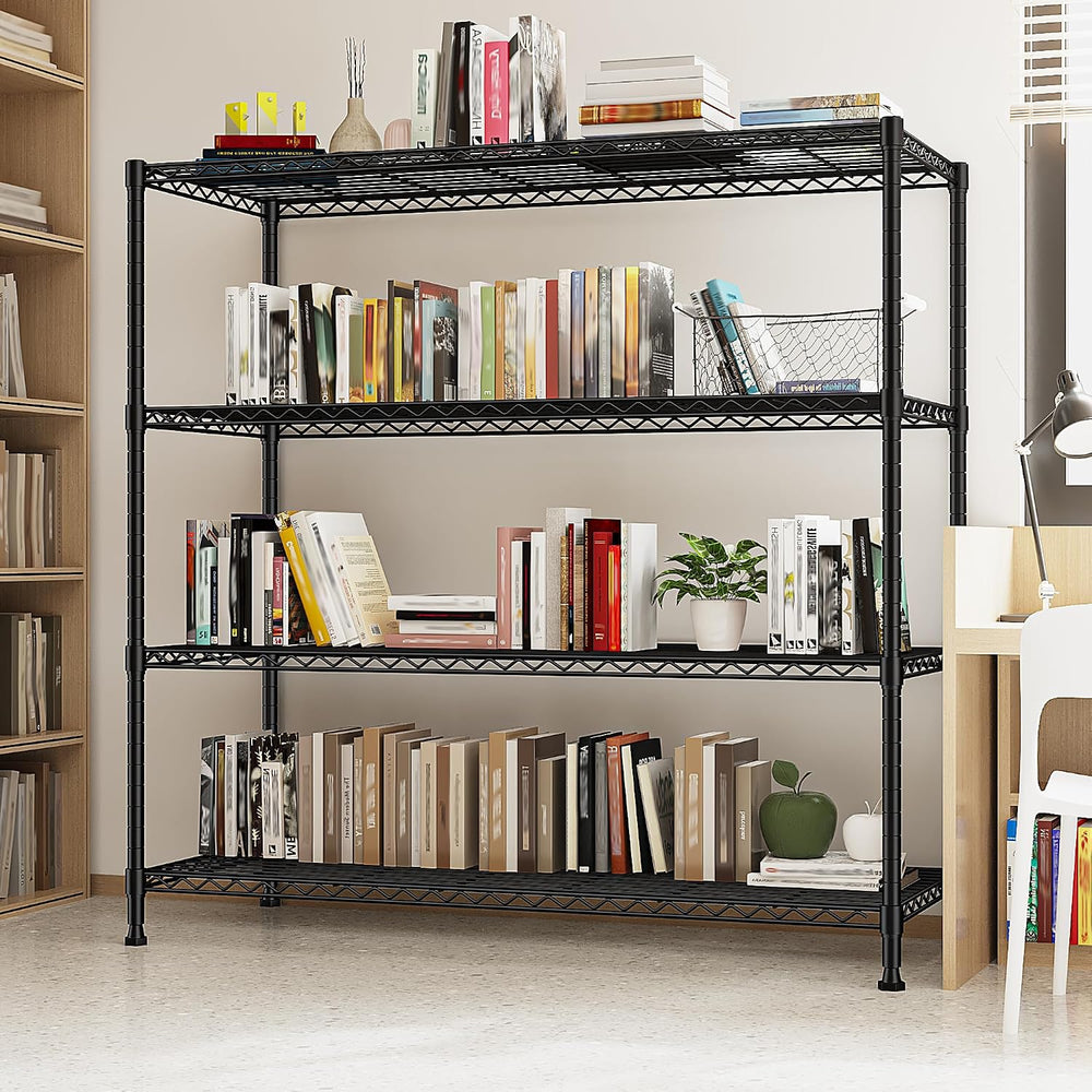 DurayLoly Extra-Wide 4-Tier 800LBS Storage Rack, Adjustable Shelves, Black