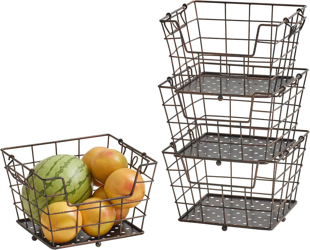 Mikasa Gourmet Basics 4-Tier Market Basket Wire and Acacia Handle Black