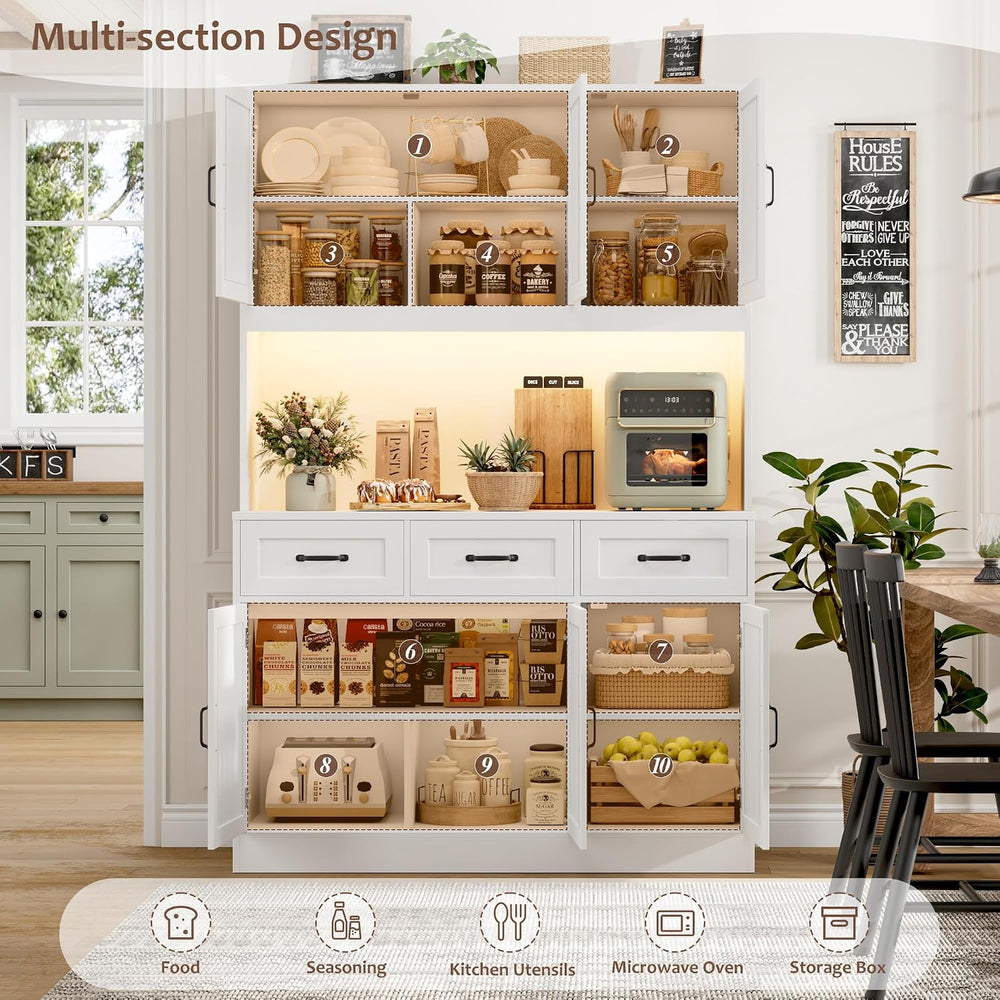 HOSTACK Kitchen Pantry Storage Cabinet, Tall Kitchen Hutch Cabinet, White