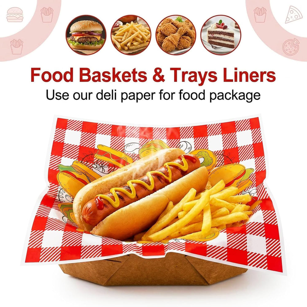 Nicunom 1000 Pcs Deli Paper Sheets 12x12", Sandwich Wrapping Paper Red &...