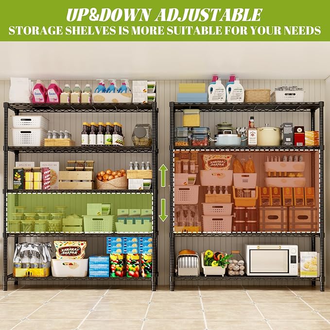 Storage Shelves, 5-Tier Adjustable Metal Industrial Utility Shelf Rack (3 PCS)