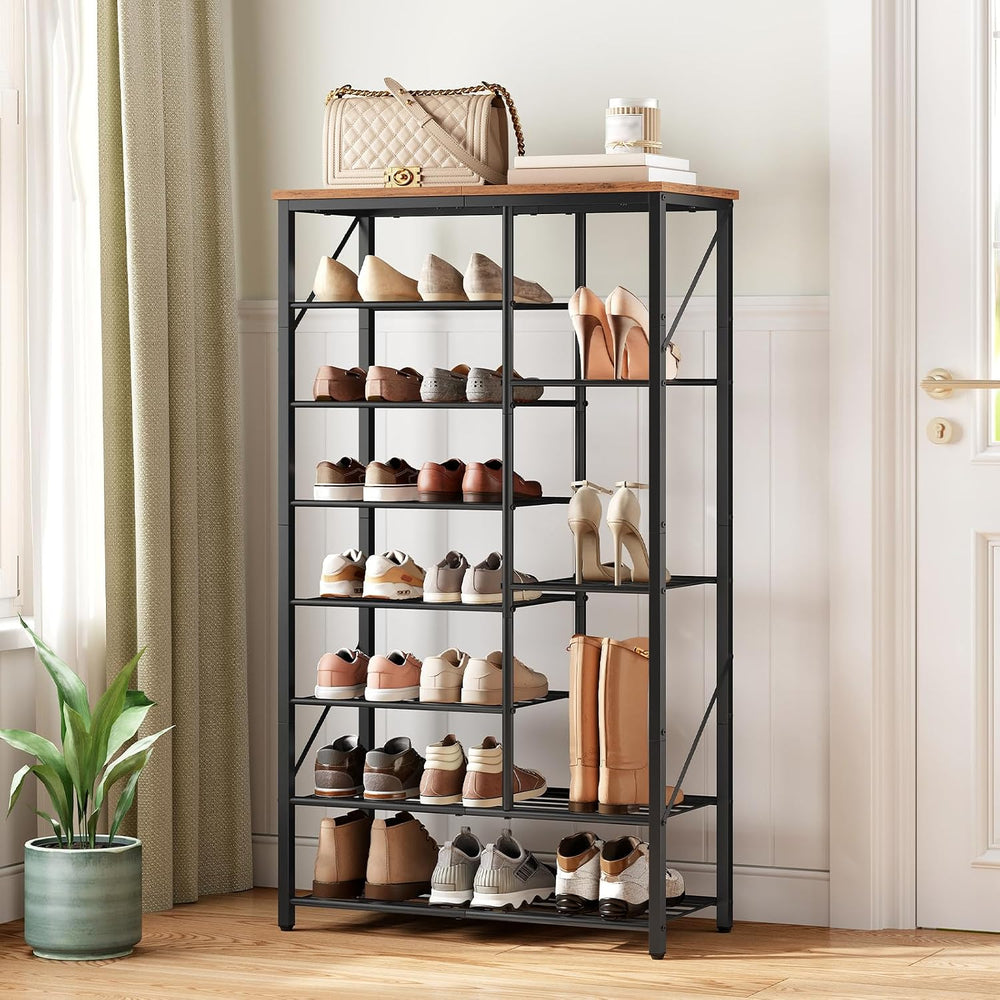 HOOBRO 8 Tier Shoe Rack for Entryway, Large Capacity Tall Shoe Storage