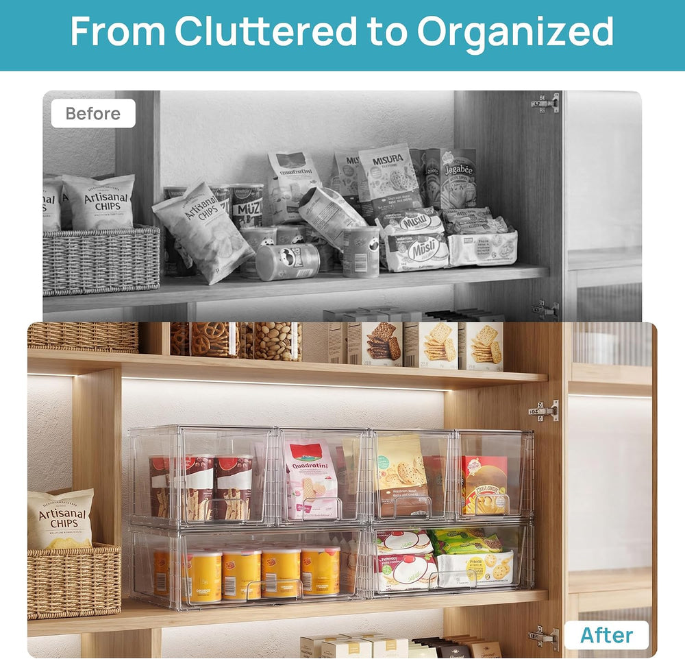 Vtopmart Clear Stackable Storage Drawers, 4 Pack Wide Organizer Set