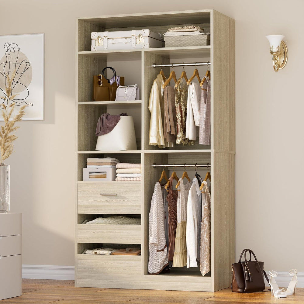 36 Inches Modular Closet Drawers System, 3FT Wood Closet Organiser with Close...