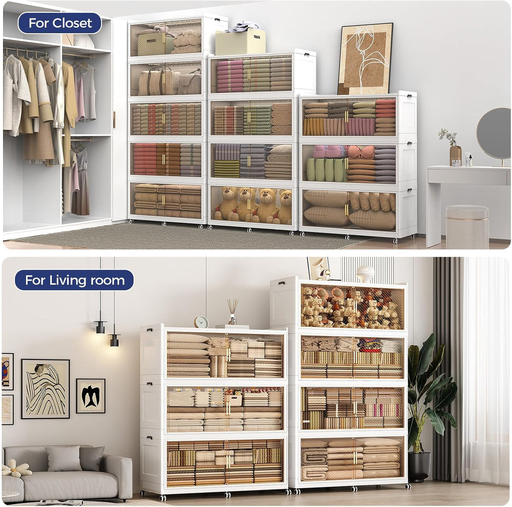 720QT Storage Bins with Lid Extra Large Stackable Closet Organizer Plastic Co...