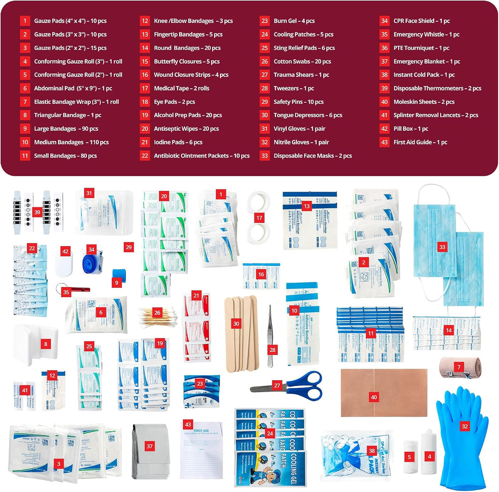 Caretac 500+ Piece Premium Large First Aid Kit, Fully Stocked Emergency Medic...