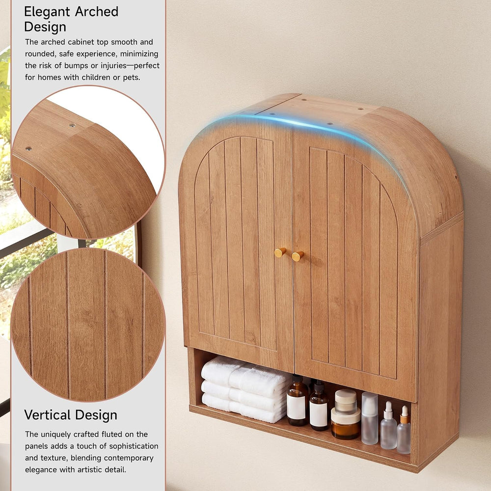 Arched Wall Mounted Medicine Cabinet, 23.5" Bathroom Cabinet with Double...