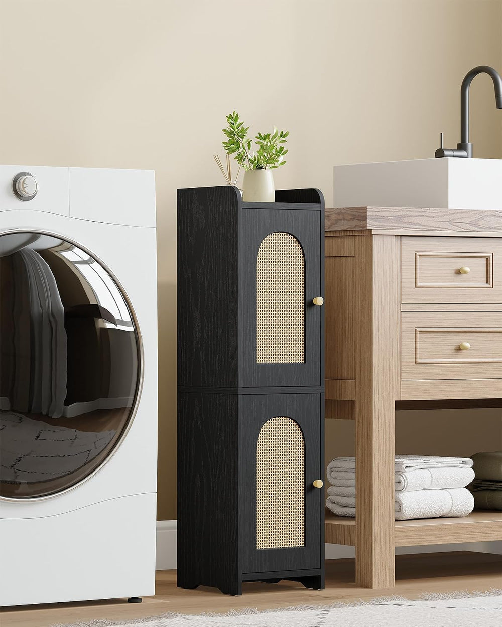 Hzuaneri Bathroom Storage Cabinet, Small Corner Floor Cabinet with 2 Doors