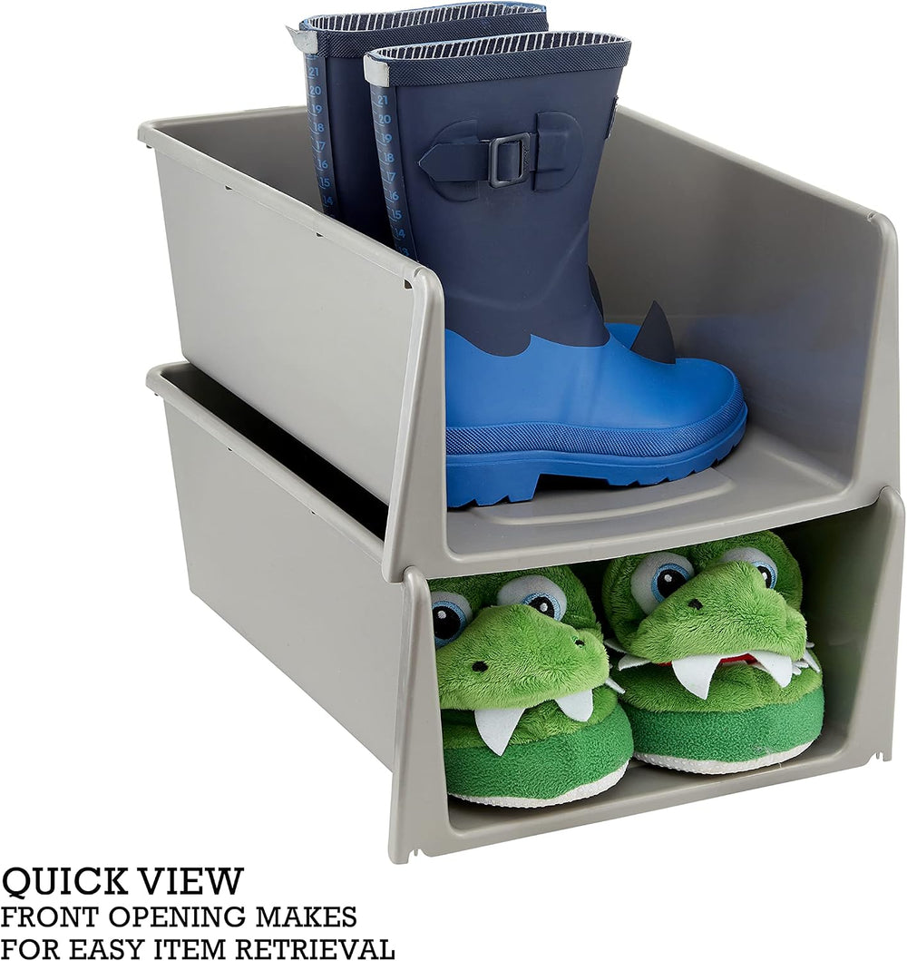 Stackable Storage Containers with Open Front, 3 Pack, Great Organizing Bins f...