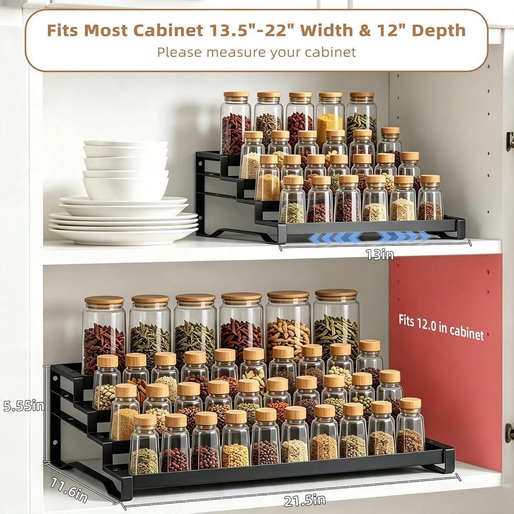 Expandable Spice Rack Organizer for Cabinet 4 Tier Spicy Shelf Black 1Pack