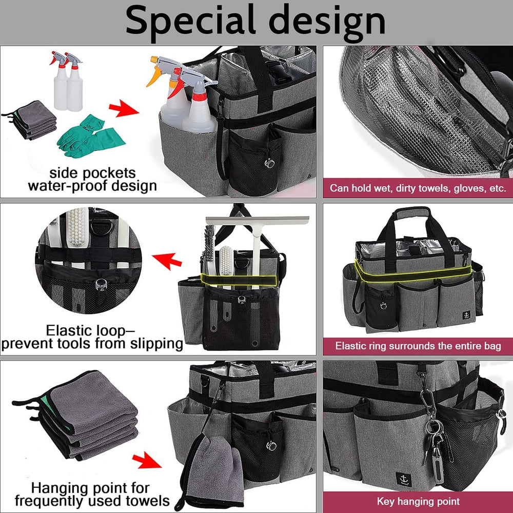 Large Cleaning Caddy Bag Built-in hard plastic sheet Aluminum foil lining