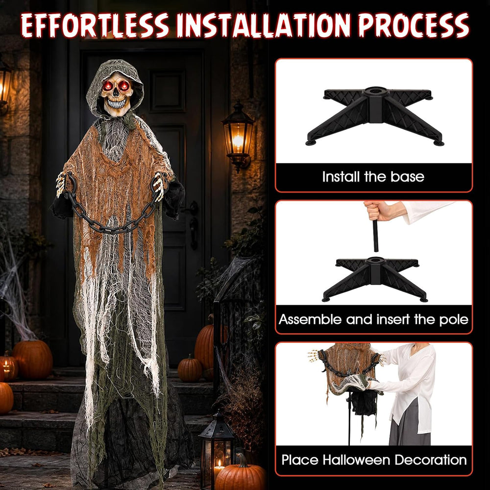 Tangkula 5.7 FT Life-Size Animated Halloween Skeleton Reaper with Chain