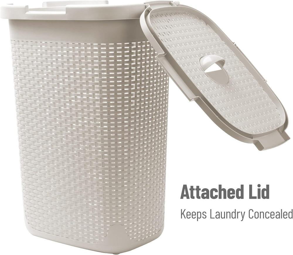 Mind Reader Tall Tapered Laundry Hamper with Lid, 60L Clothes Basket, Narrow ...
