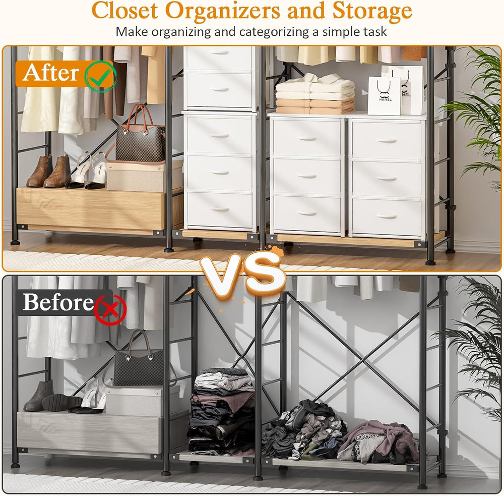 2-Pack Stackable Storage Drawers (6 Drawers Total), White Closet Drawers Orga...