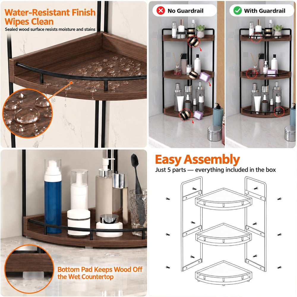 Dorhors Corner Bathroom Organizer Countertop,Vanity Counter Storage Shelf