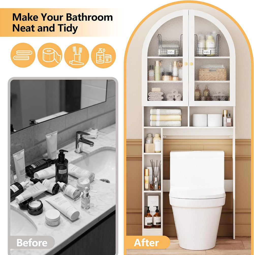 Over The Toilet Storage Cabinet, 29.7”W Modern Storage Cabinet Over Toilet wi...