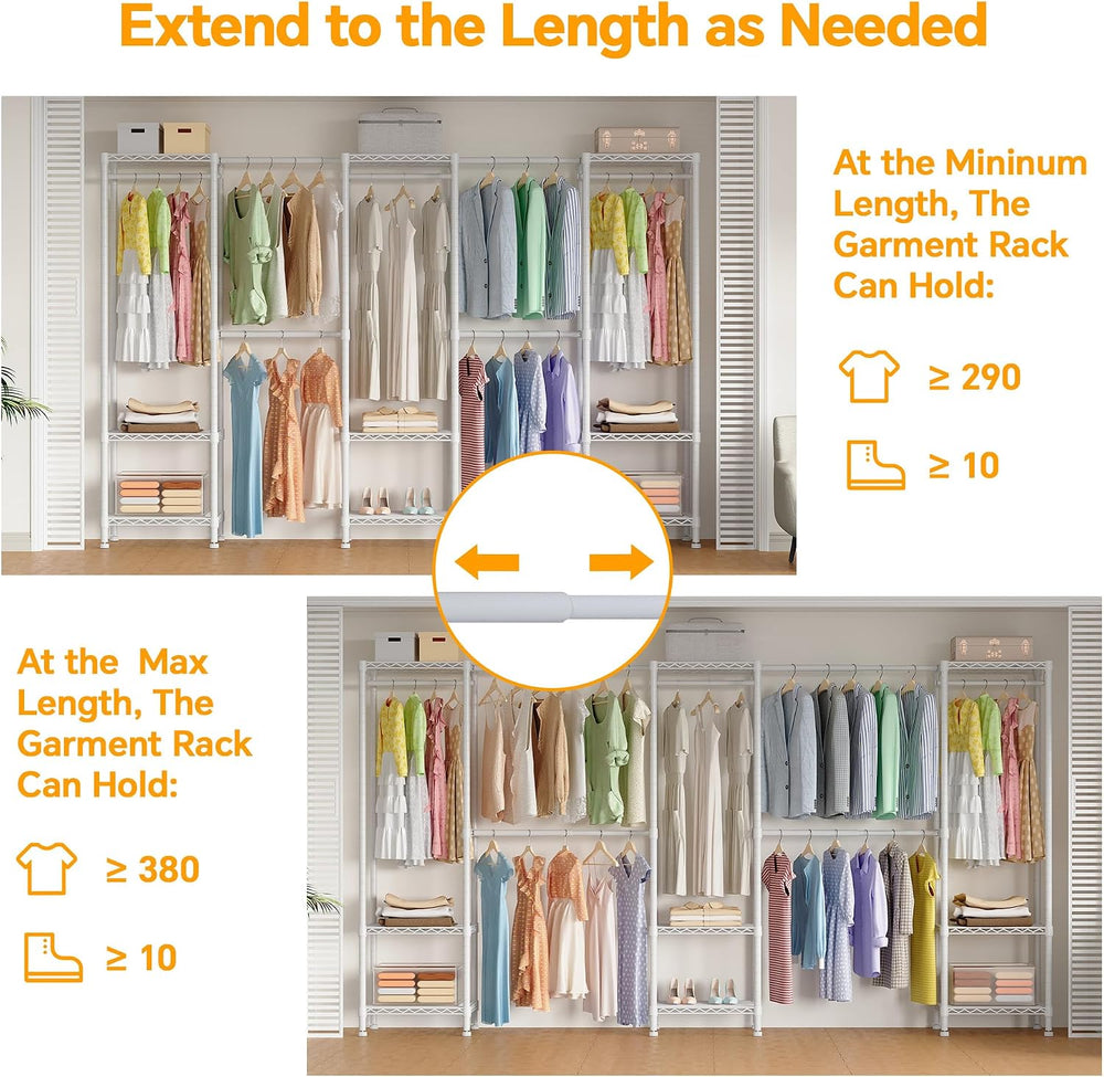 Higeego H11 Heavy Duty Clothes Rack White Clothing Rack for Hanging Clothes