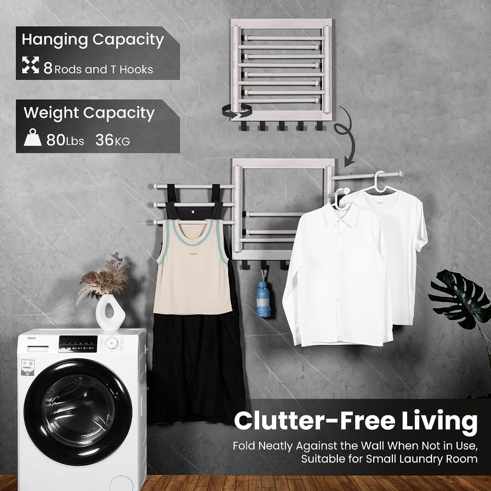 Wall Mounted Drying Rack - Clothes Drying Rack Wall Mounted for Laundry - 20 ...