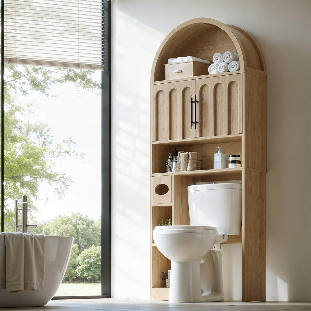 Evermagin Over the Toilet Storage Cabinet, 76" H Arched Bathroom Organizer