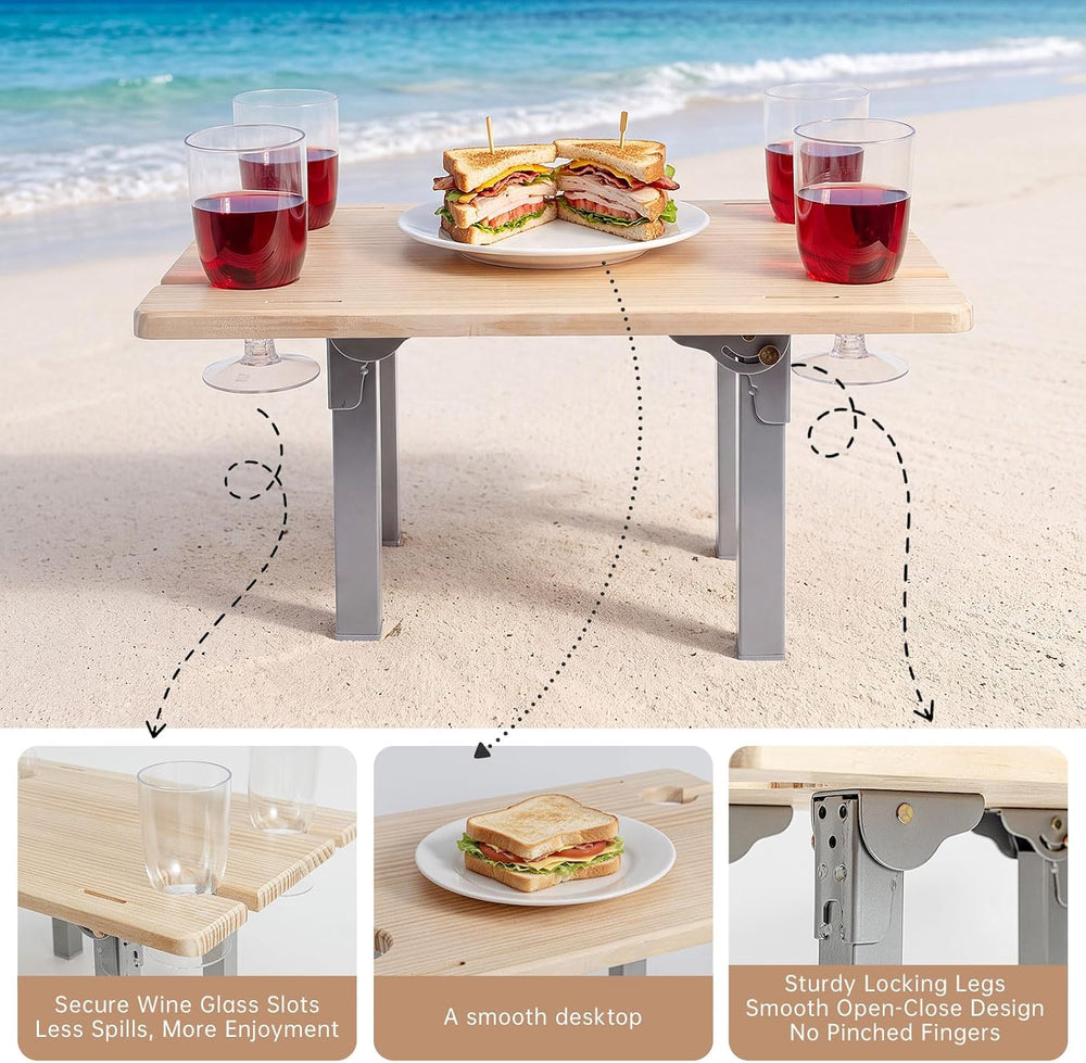 Wicker Picnic Basket Set for 4 with Detachable Table, Portable Utensil Bag