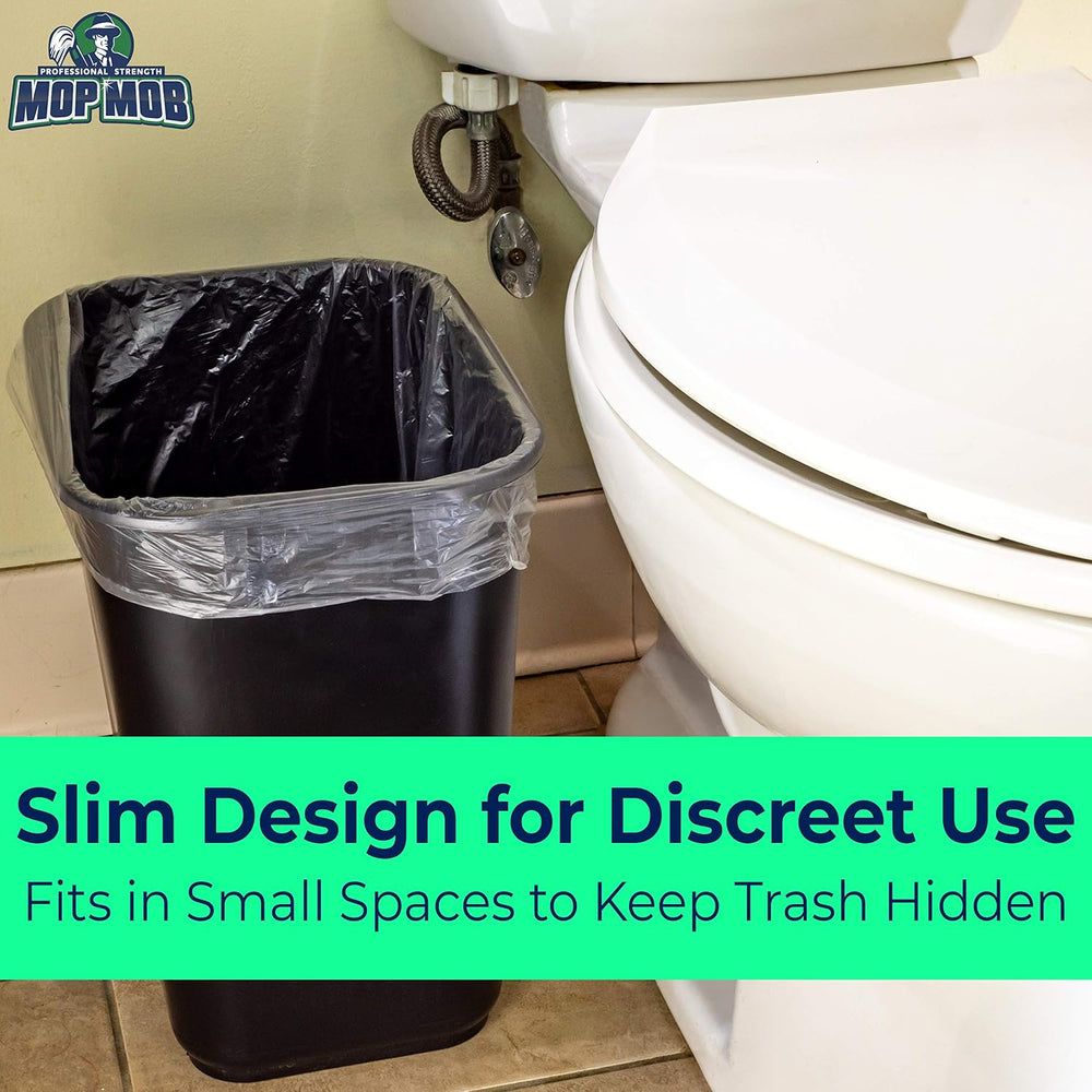 Space-Saving Trash Can and 100x 4 Gal. Leak-Proof Liners Set. Small Black Pla...
