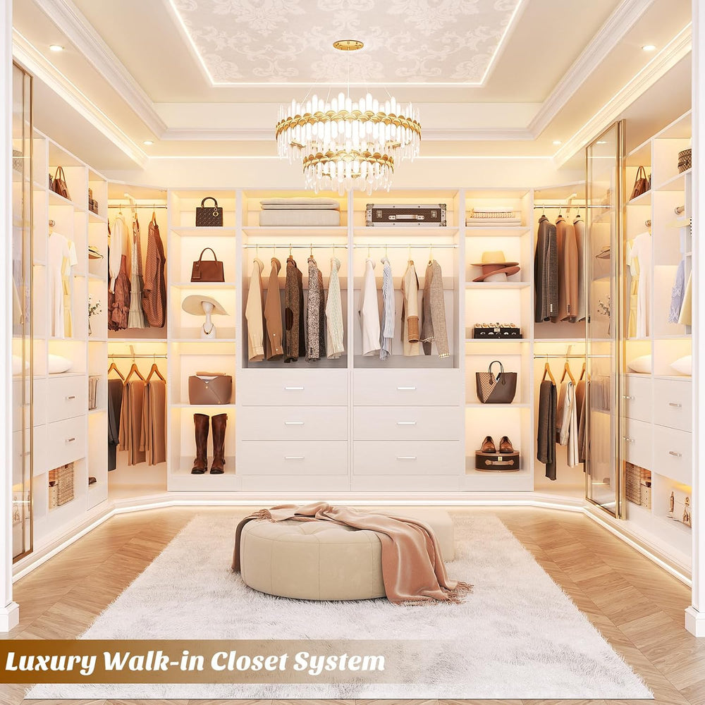 Besiost Corner Closet System with 5 Drawers, Closet Organizer Systems