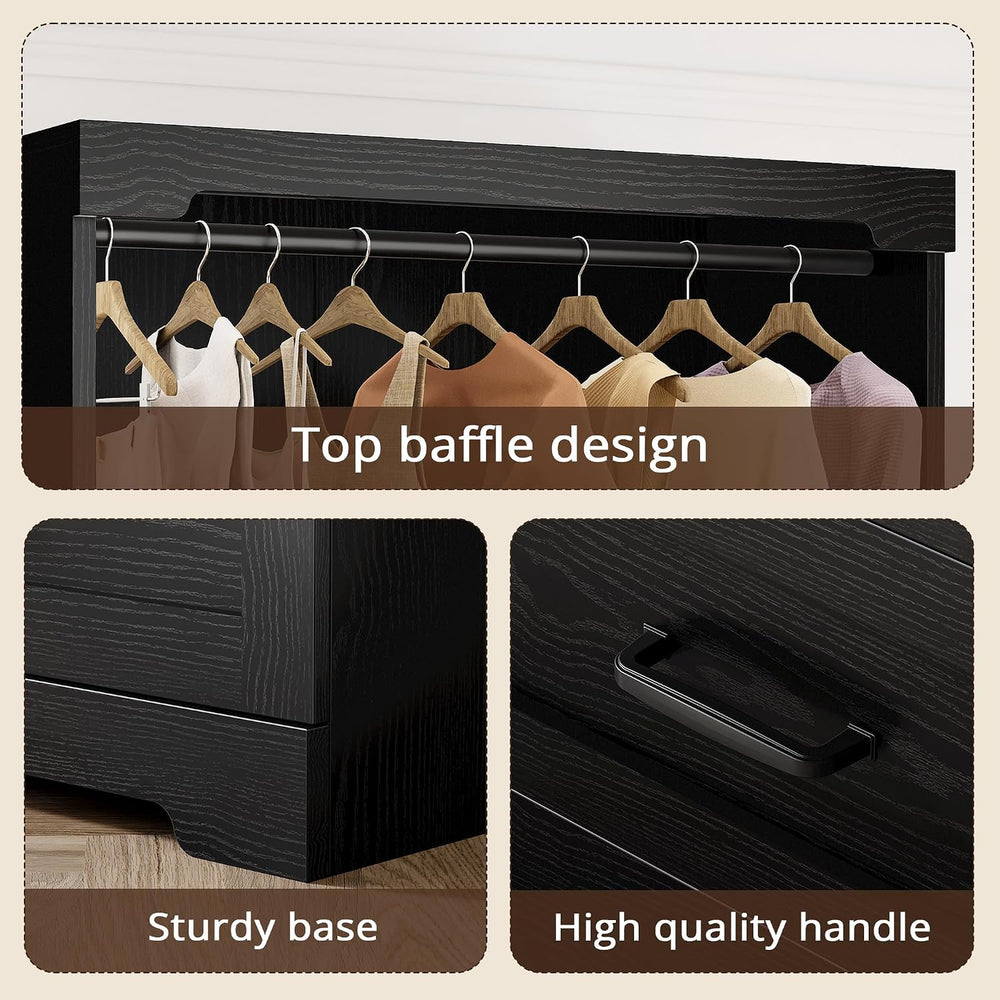 IRONCK Freestanding Closet System with Adjustable Shelves & 3 Drawers