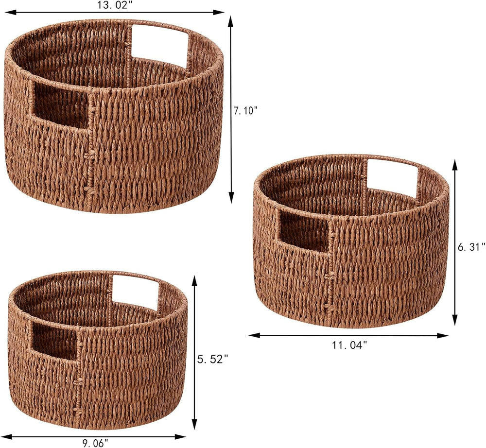 Vagusicc Wicker Storage Basket, Hand-Woven Paper Rope Large Round Woven Baske...