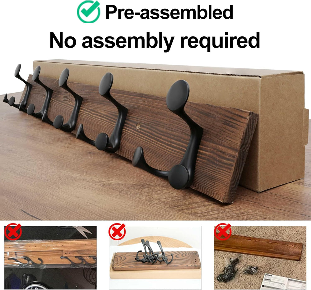 WEBI Coat Rack Wall Mount,30" Solid Wood Coat Hooks Wall Mounted Coat Ha...