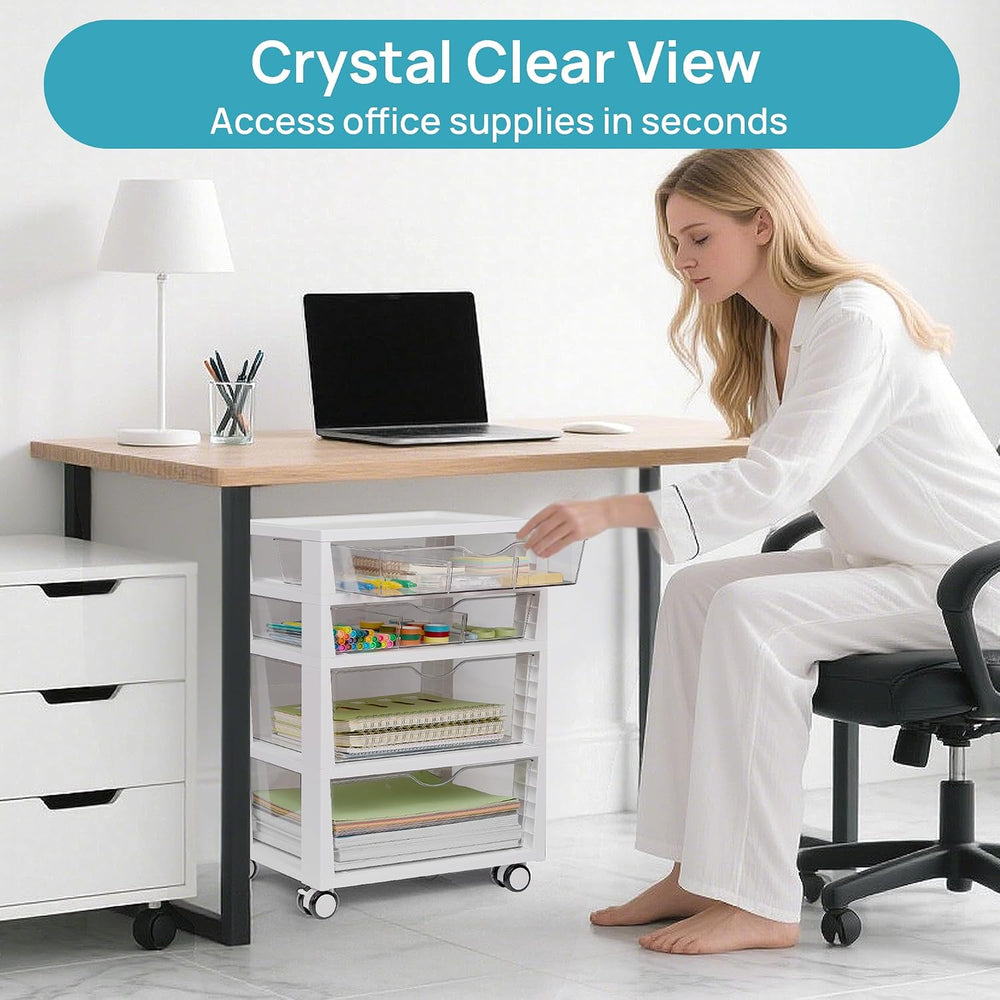 Vtopmart 4-Tier Plastic Drawer Storage Rolling Cart with Wheels