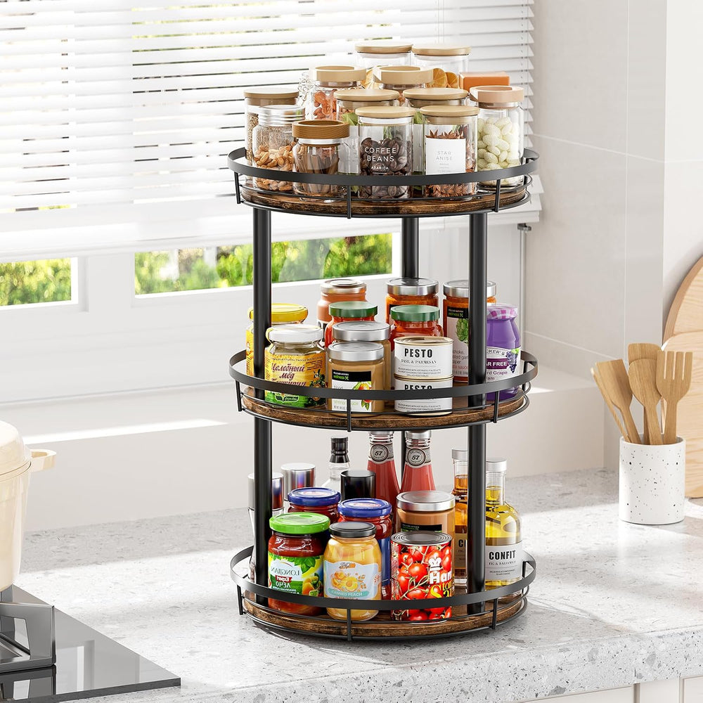 LAMU Rotating Spice Rack Lazy Susan Seasoning Organizer for Cabinet Kitchen