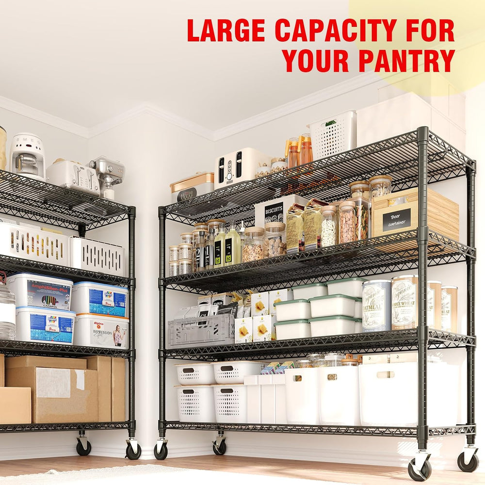 71.8" H Storage Shelves 4-Tiers Heavy Duty Metal Shelving Unit with Whee...