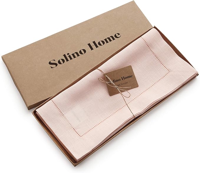 Solino Home Linen Pink Table Runner 132 Inches Long - 100% Pure Linen Extra L...