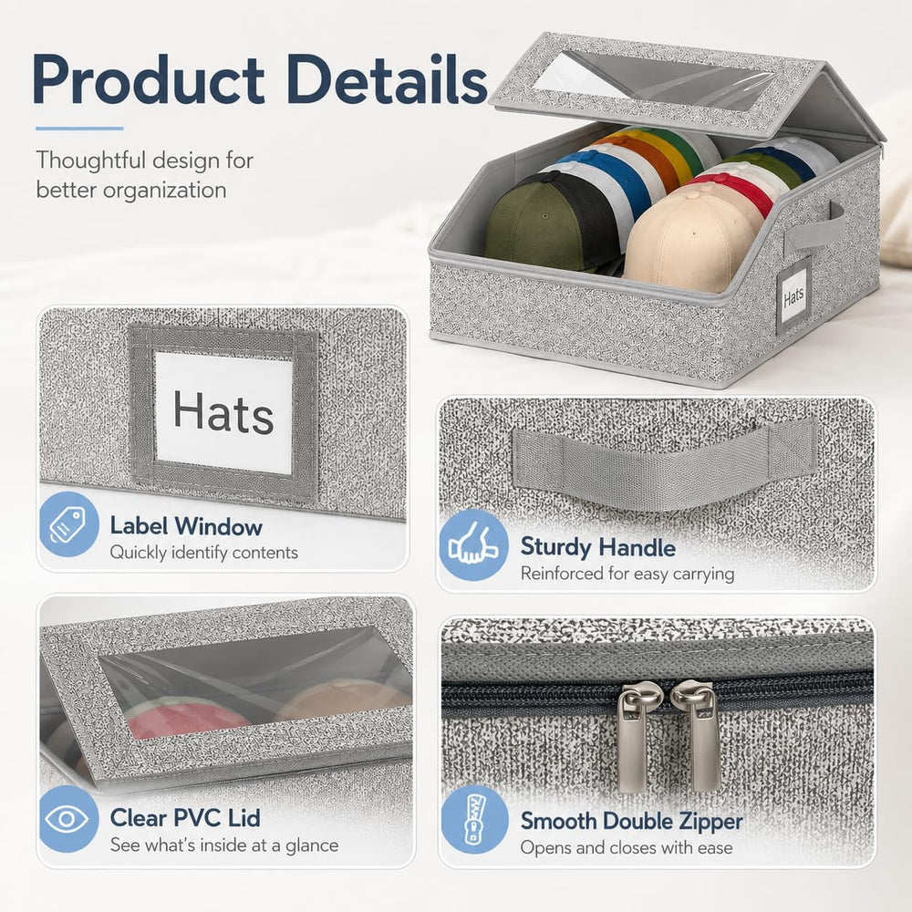 2 Pack Hat Storage for Baseball Caps, Holds Up to 48 Caps
