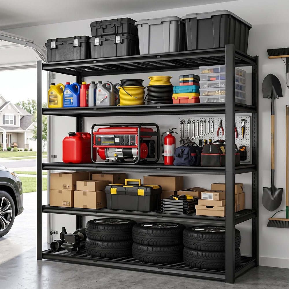 REIBII 60.1"W Heavy Duty Garage Shelving,3050LBS Metal Shelving For Shop