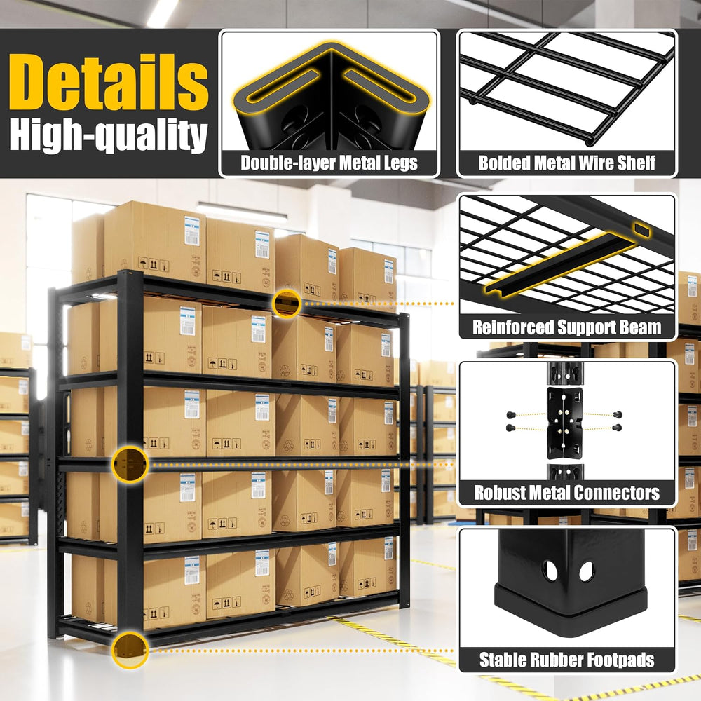 PrimeZone 40" W Heavy Duty Garage Shelving 2200 LBS 4 Tier Storage Shelves