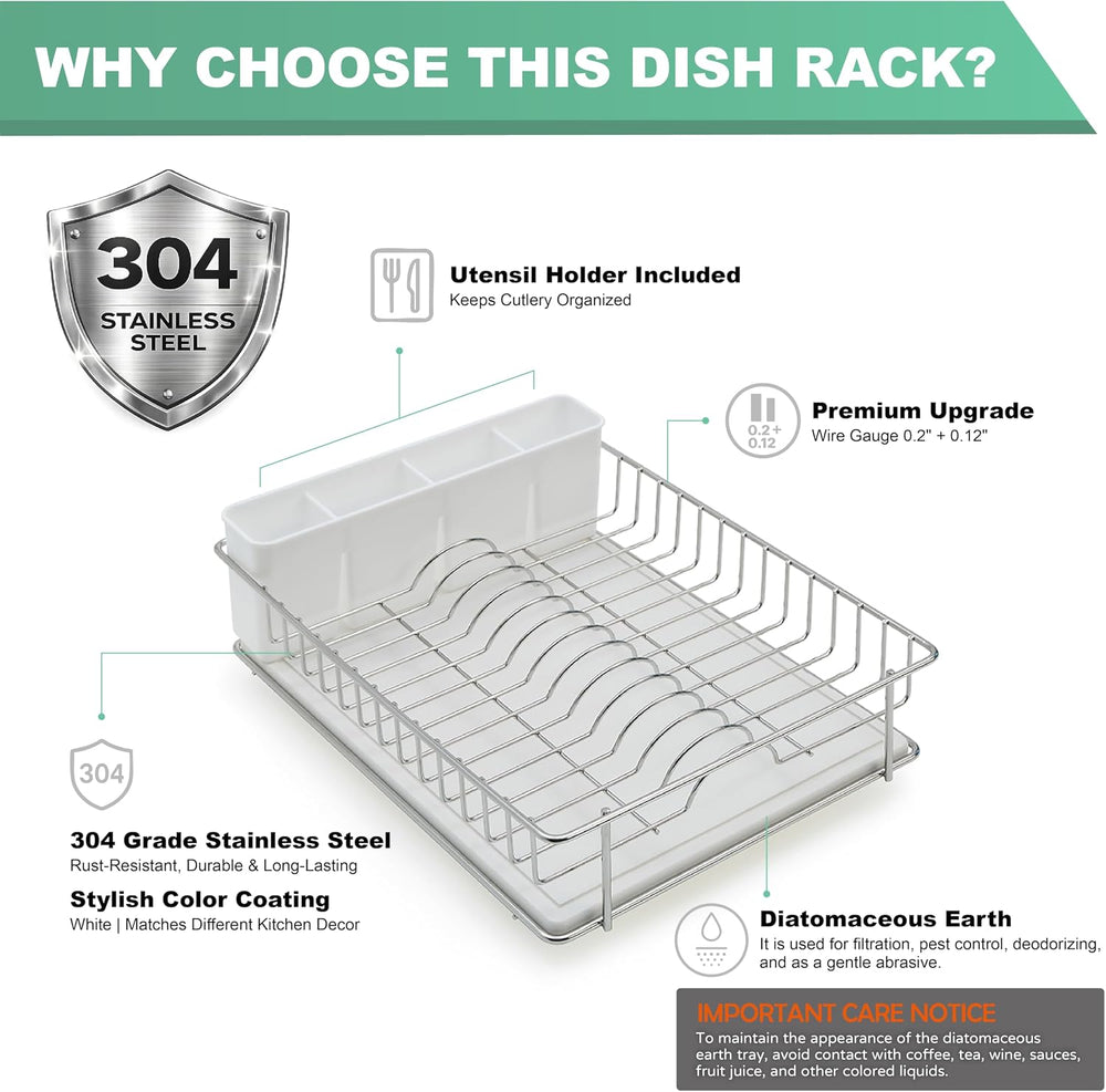 SunnyPoint 304 Stainless Steel Compact Dish Drying Rack, 15.3"x11.6"...