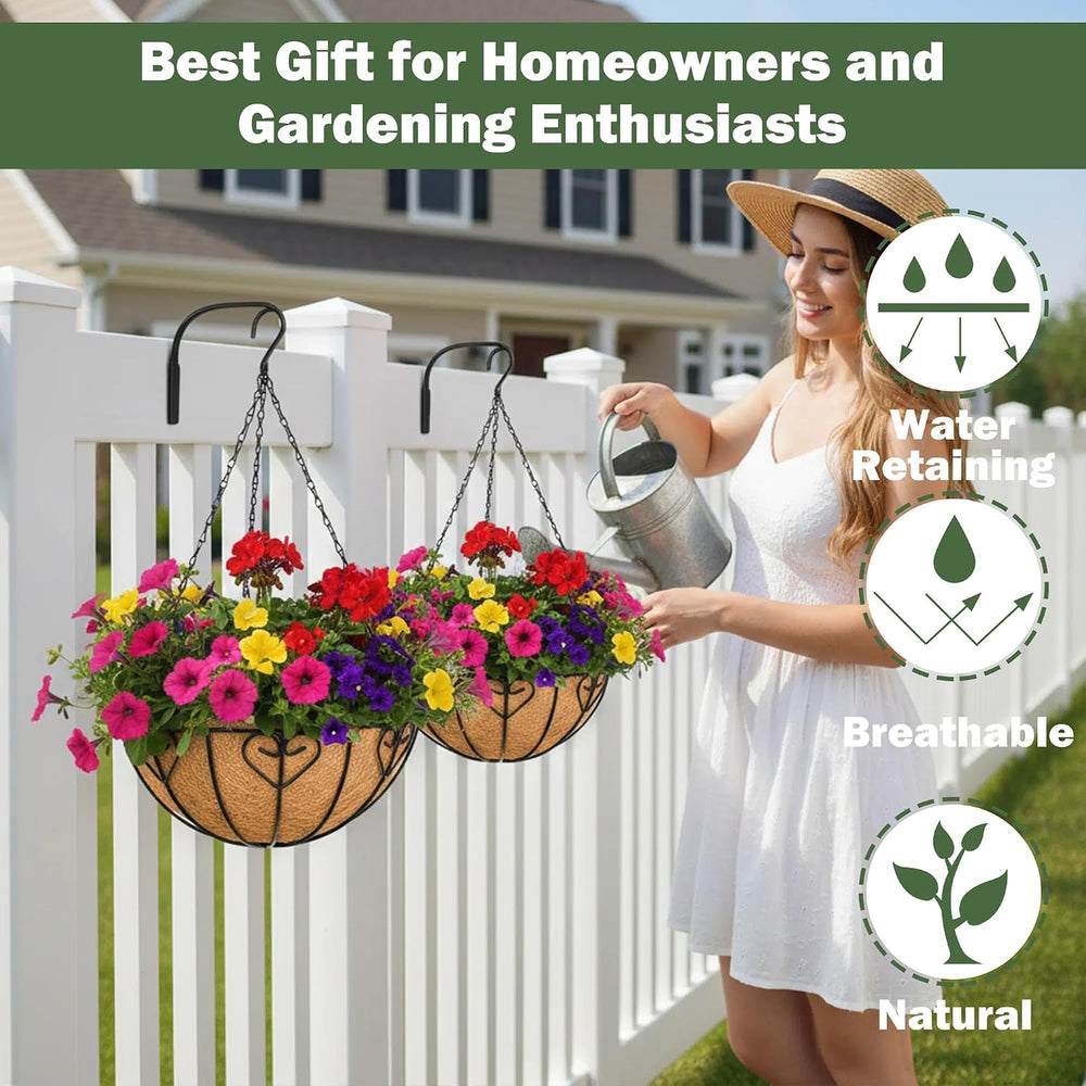 4 Pack 16 Inch Hanging Planters for Outdoor Plants, Metal Hanging Basket with...