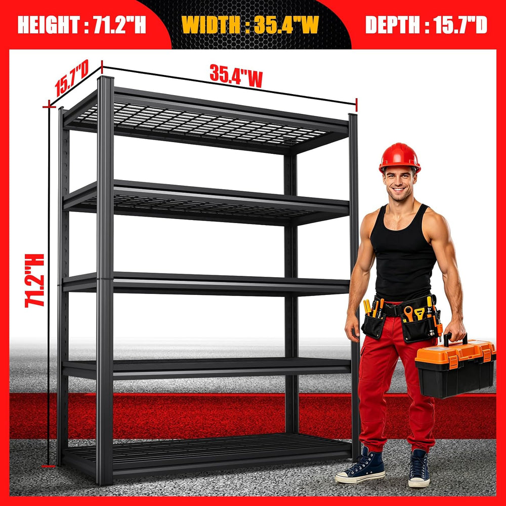 71.2" H Garage Shelving Heavy Duty Storage Shelves, 5T Adjustable Metal ...