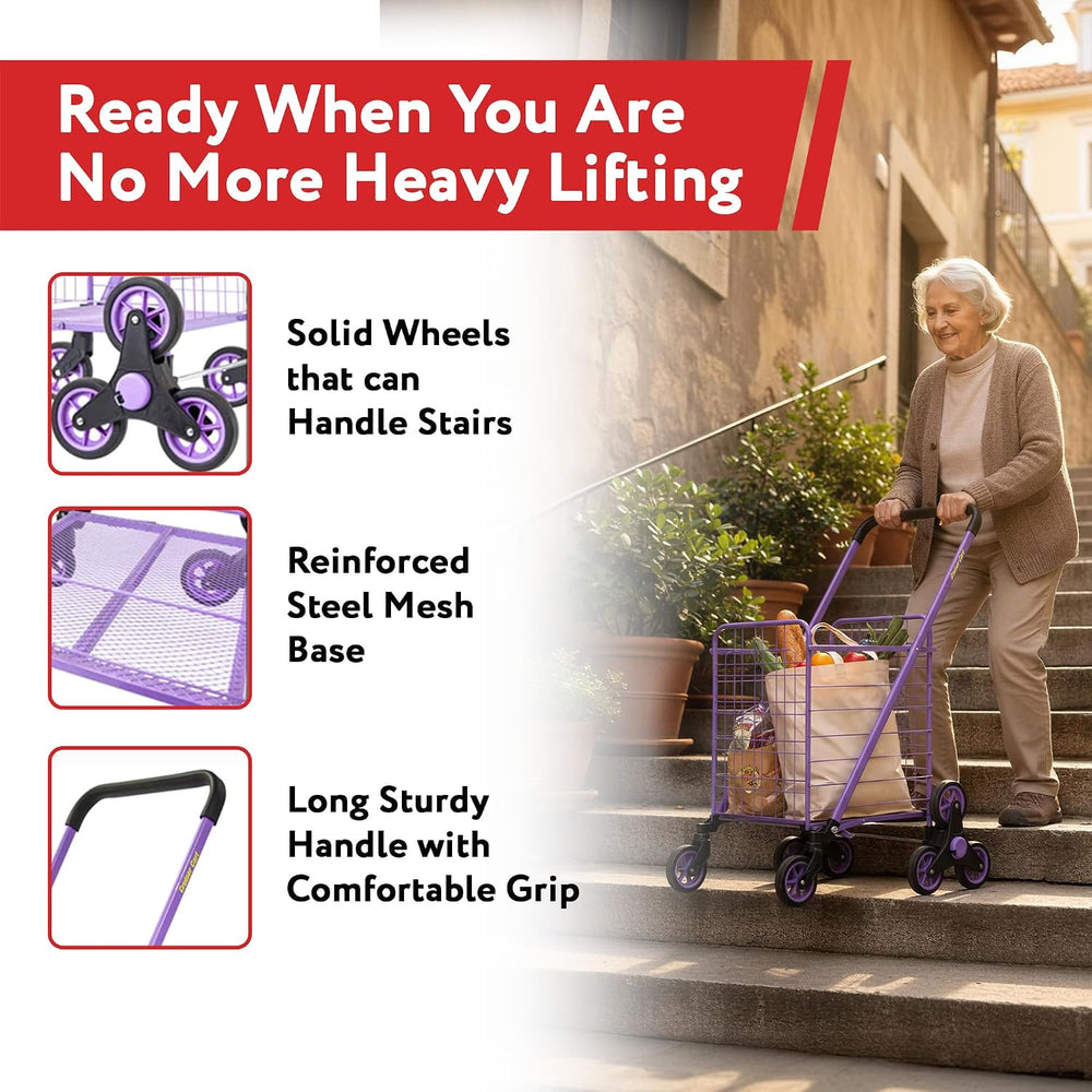 dbest Products Stair Climber Cruiser Cart Shopping Grocery Rolling Folding La...